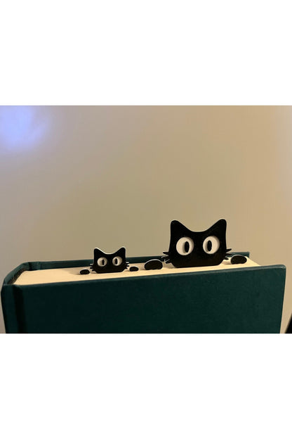 Kitap Ayracı - Sevimli Kedi Şeklinde Ayraç 2 Adet Büyük Ve Küçük Boy