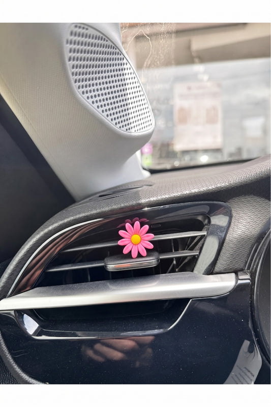 Araba Klima Süsü Pembe Papatya Araç İçi Aksesuar Klipsli Takmalı 1 Adet Pembe-Sarı